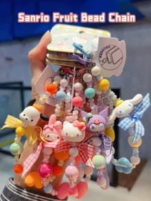 Sanrio Fruit Bead Chain（Blue）, Adorable Cinnamoroll Figure Deseign, Creative Design with PVC Panel & Alloy Button, Perfect for Bag & Phone Decoration, Stylish & Durable Collectible for All Ages, Ideal Gift for Anime & Sanrio Fans - Cinnarmoroll - 查看 6