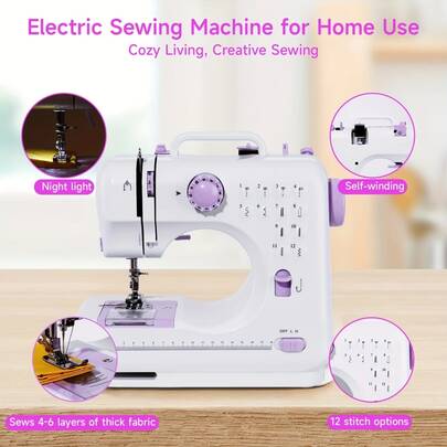 SOKANY Multifunctional Household Sewing Machine, Portable Electric Sewing Machine Professional Version, Travel Or Temporary Use-Friendly Mini Edge-Locking Electric Household Sewing Machine, U-Shaped Slotted Flexible Operation Of The Display Board Sewing Machine, A Variety Of Stitches To Choose From, With 12 Kinds Of Stitch Patterns