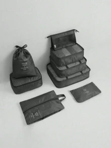 7 piezas de cubos de embalaje de viaje, bolsas organizadoras para ropa, ropa interior, cosméticos, bolsas de almacenamiento de equipaje de gran capacidad y resistentes al agua - Multicolor - Ver 16