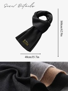 1pc Custom Text Scarf, Personalized Pattern Scarf Suitable For Both Men And Women, Unisex Solid Alpaca-Like Fabric Warm Scarf,Classic Black Personalized Name Winter Scarf, Custom Text Pattern Shawl, Daily Use Fashionable,Stylish, Fall Fashion, Old Money Custom, Personalized, Unique, Customized Ideal Gifts For Him Her