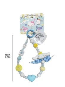 Sanrio Fruit Bead Chain（Blue）, Adorable Cinnamoroll Figure Deseign, Creative Design with PVC Panel & Alloy Button, Perfect for Bag & Phone Decoration, Stylish & Durable Collectible for All Ages, Ideal Gift for Anime & Sanrio Fans - Cinnarmoroll - 查看 2
