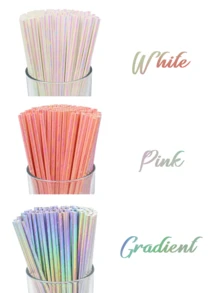 25支彩色纸吸管，闪光吸管，优雅工艺吸管，适用于果汁、奶昔、生日、婚礼、婴儿派对、美人鱼主题派对、毕业派对、新娘送礼会等多种场合。 - 彩色 - 查看 3