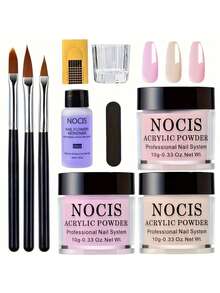 NOCIS 亚克力美甲套装 ]NOCIS 全套亚克力美甲套装 | 粉裸色调，适用于 3D 艺术美甲、法式美甲延长、四季皆宜的雕刻美甲，无需美甲灯，专业沙龙品质，亚克力按压式美甲片 - 彩色 - 查看 8