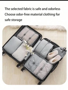7 piezas de cubos de embalaje de viaje, bolsas organizadoras para ropa, ropa interior, cosméticos, bolsas de almacenamiento de equipaje de gran capacidad y resistentes al agua - Multicolor - Ver 6