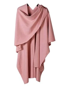 Khăn choàng len dệt kim cỡ lớn có đường xẻ bên hông - Khăn choàng làm từ sợi dệt lõi, thắt lưng có thể điều chỉnh dành cho nữ khi mặc váy - A - Xem 5