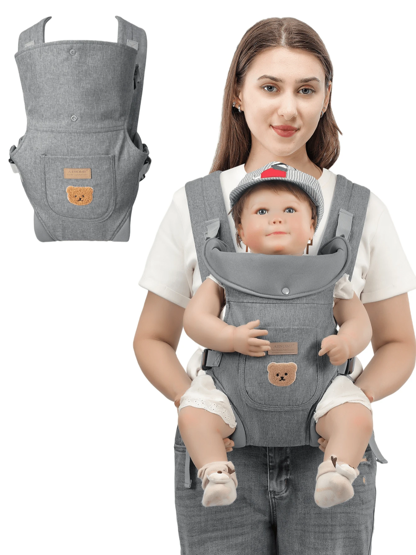 2-In-1 Lightweight Baby Carrier, Front Facing & Back Carrying, All Season Use