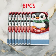 2/4 pièces Serviettes à motif pingouin, cadeaux de Noël, décorations de Noël, serviettes microfibre super absorbantes et modernes pour la cuisine, la cuisson, la vaisselle, le nettoyage, les serviettes de toilette, la décoration de cuisine, cadeaux pour les voisins, les mamans, les anniversaires, les pendaisons de crémaillère pour les amis, les essentiels de cuisine, les nécessités quotidiennes