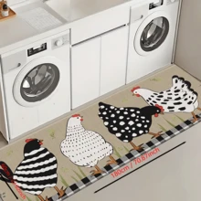1 Stück Teppich mit Hahn-Muster aus Silikagel für die Küche, waschbarer rechteckiger Teppich für Wohnzimmer, Schlafzimmer, Flur, Badezimmer, Waschküche - Polyester Teppich, geeignet für Innen- und Außenbereich Heimdekoration