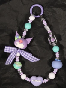 Sanrio Fruit Bead Chain（Purple）, Adorable Kuromi Figure Deseign, Creative Design with PVC Panel & Alloy Button, Perfect for Bag & Phone Decoration, Stylish & Durable Collectible for All Ages, Ideal Gift for Anime & Sanrio Fans - Kuromi - 查看 4