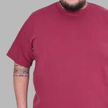 Plus Size Skull Skeleton T-Shirt, Premium Knit Fabric - Granate - Ver 4