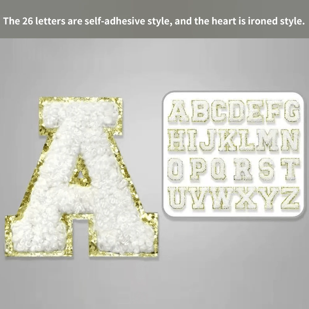 Self-Adhesive Patches In The Shape Of 26 Letters; DIY Patterns; Suitable For Water Cups, Jeans, Jackets, Backpacks(The Heart Shape Is The Ironing Style)