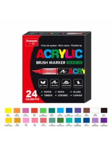 广纳 288 色丙烯颜料马克笔套装 PRO | 广纳鲜艳不透明液体墨水笔 - 速干，可混合用于画布、牛仔布、岩石、陶瓷、木材和玻璃 | 艺术家、初学者工艺套装，配有高级盒子 | 可作为礼物的优质美术用品 - 彩色 - 查看 19