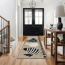 1 Stück Teppich mit Hahn-Muster aus Silikagel für die Küche, waschbarer rechteckiger Teppich für Wohnzimmer, Schlafzimmer, Flur, Badezimmer, Waschküche - Polyester Teppich, geeignet für Innen- und Außenbereich Heimdekoration