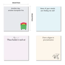4pcs Funny Office Sticky Notes 3x3 Inch 50 Sheets Funny Office Note Pads Adhesive Funny Office Sticky Notes For School Office Home Supplies Students Teachers Gift