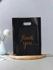100pcs Black Thank You Gift Bags - Fashionable And Reusable For Jewelry, Apparel, Cosmetics, Portable Packaging, Craft Totes, Party Favors And Daily Use