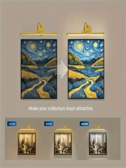 1PC Remote Control Wiring Free USB Plug In Charging Wand Lamp Infinite Three Button Dimming, 360 Degree Rotation Wireless Magnetic Lamp, Small Night out Punching, Bedside Bedroom Reading Washing ative Painting Lighting, Tree Exhibition Hall ation (1800mAh) view 10