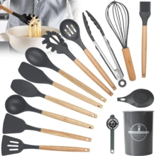 Lislark Set Of 14PCS Kitchen Utensils Set Silicone Cooking Nonstick Spatula Turner Spoon Tools - Grey - View 6