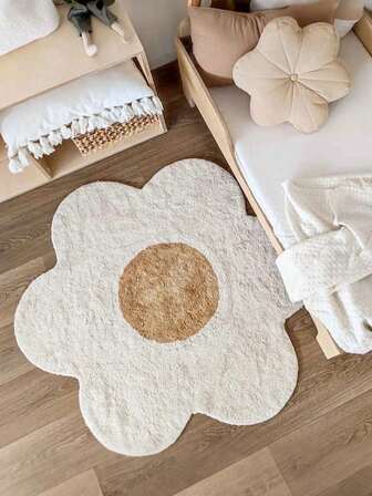 1 pezzo Tappeto decorativo in finta lana con fiori di margherita, decorazione per camera da letto, tappetino piccolo, tappeto lavabile, decorazione per la casa, tappeto per il soggiorno, tappeto per esterno