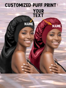 1 件定制时尚纯色缎面女士长发帽宽边弹性护发睡帽 - A - 查看 13