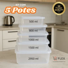 Kit Of 5 Lunch Boxes, 5 Sizes - Transparent Rectangular -  - Microwave And Freezer - High Quality - 透明的 - 查看 1