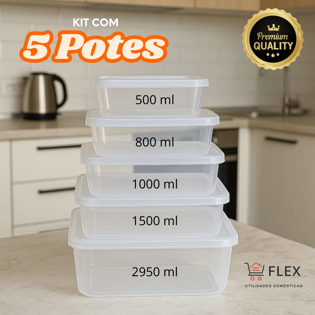 Kit Of 5 Lunch Boxes, 5 Sizes - Transparent Rectangular -  - Microwave And Freezer - High Quality - 透明的 - 查看 1