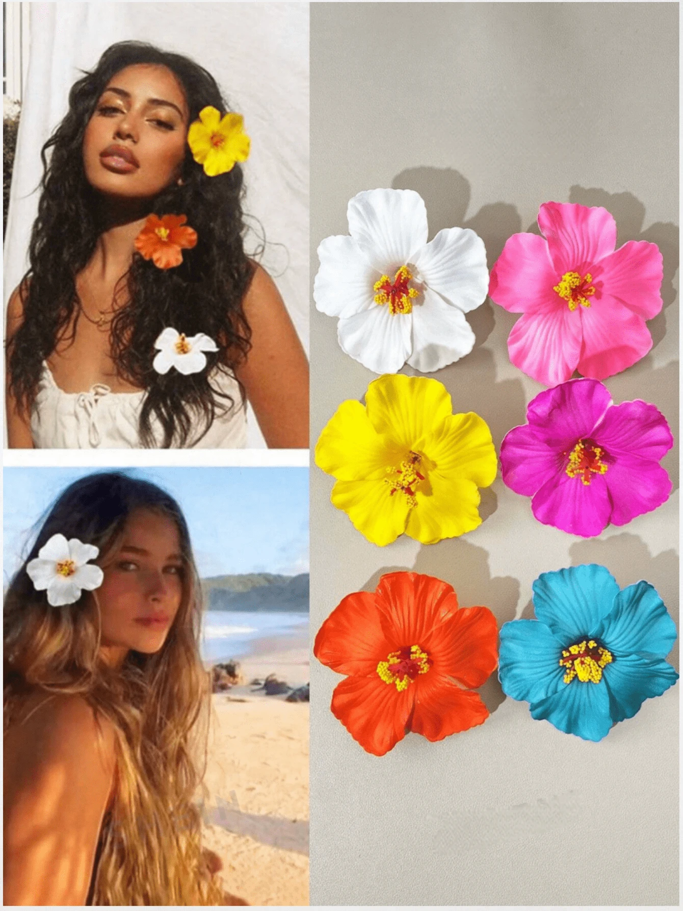 6pcs Hawaiian Flower Hair Clips Women Plumeria Hibiscus Flower Hair Clips Fashion Artificial Flower Hair Clips, Summer Holiday Beach Party Hair Accessories, Bohemian Style Fabric Hair Clips Set, Elegant Women Hair Clips, Summer Women Hair Accessories, Good For Girls Gifts, Valentine's Day Gift Value Set, Hair Clips Claw, Hair Claws, Hair Slide, Hair Barrettes