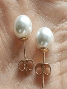 1 par de brincos simples de pérolas de água doce coreanas para mulheres, brincos de luxo leves e pendurados nas costas, o melhor presente para mulheres, brincos de pino modernos e personalizados