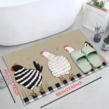 1 Stück Teppich mit Hahn-Muster aus Silikagel für die Küche, waschbarer rechteckiger Teppich für Wohnzimmer, Schlafzimmer, Flur, Badezimmer, Waschküche - Polyester Teppich, geeignet für Innen- und Außenbereich Heimdekoration