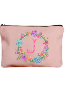Necessaire Personalizada com Letra em Inglês, Necessaire de Maquiagem Floral em Aquarela na Moda, Necessaire de Cosméticos com Zíper Minimalista, Necessaire de Viagem com Zíper para Artigos de Toalete, Bolsa de Armazenamento para Esmalte de Unha, Bolsa Porta-Pincéis de Maquiagem (Conjunto de Presente), Necessaire de Cosméticos/Porta-Moedas