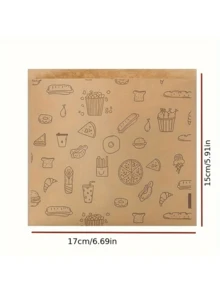 50/100个牛皮纸三明治袋，防油一次性食品袋，适用于汉堡、甜点、炸鸡等 | 防漏零食包装，适用于派对、餐饮、餐车 | 婚礼、生日 | 返校季 - 彩色 - 查看 3