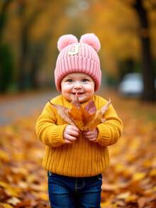 1 件刺绣个性化婴儿针织帽幼儿儿童 26 个字母无檐小便帽工艺女婴骷髅帽适合婴幼儿女孩日常佩戴 0-3 岁 - 粉色 - 查看 5