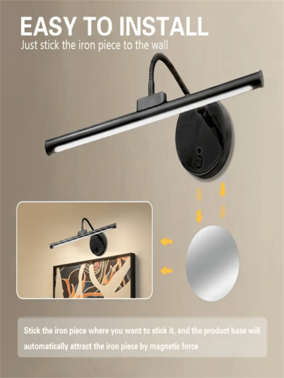 1PC Remote Control Wiring Free USB Plug In Charging Wand Lamp Infinite Three Button Dimming, 360 Degree Rotation Wireless Magnetic Lamp, Small Night out Punching, Bedside Bedroom Reading Washing ative Painting Lighting, Tree Exhibition Hall ation (1800mAh) view 3