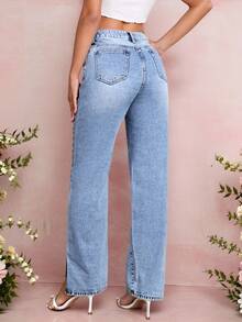 Jeans casual ed eleganti a vita alta, adatti per l'uso quotidiano