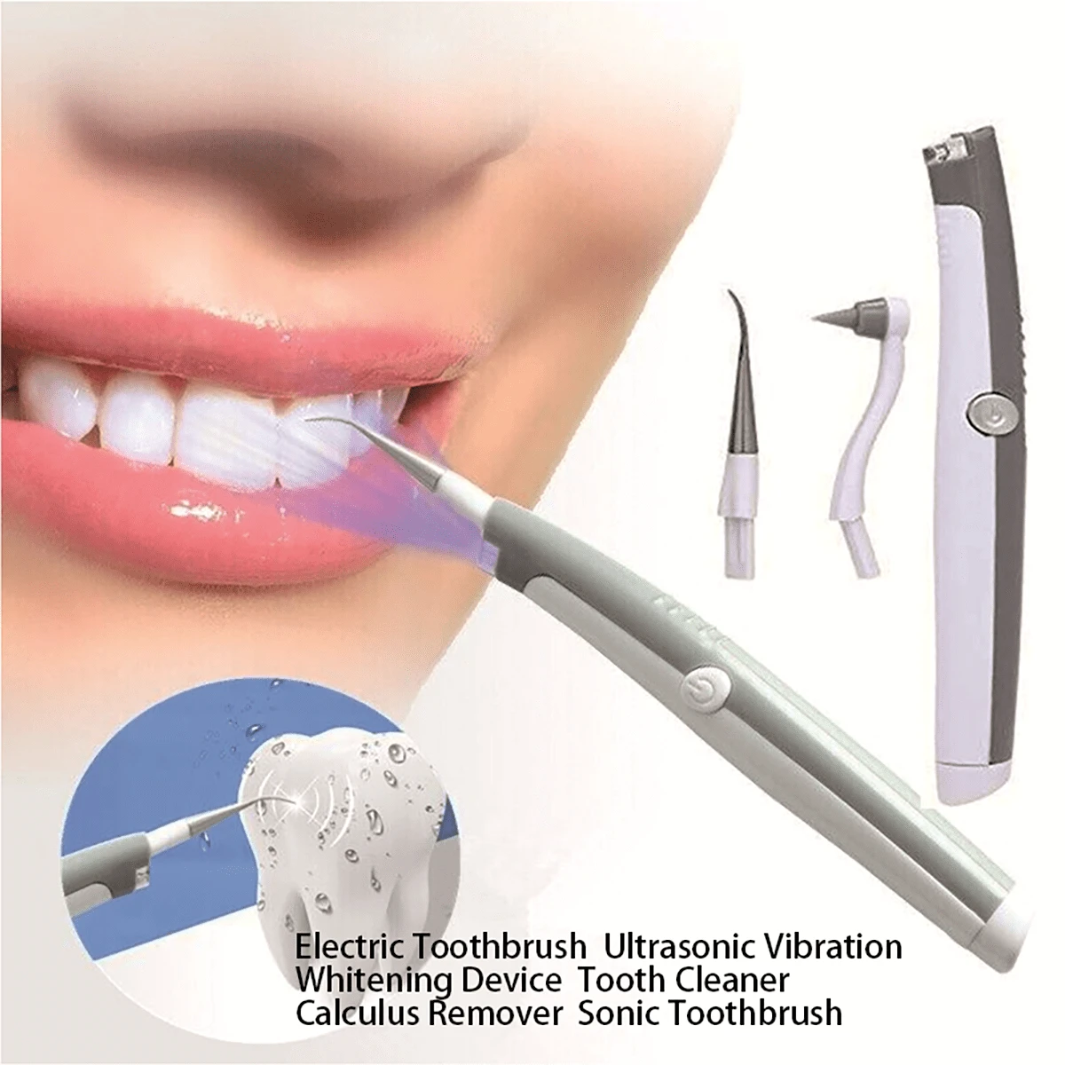 Encendedor ultrasónico para limpiar los dientes Elimina el sarro mediante vibraciones Tecnología avanzada para una limpieza dental sencilla y cómoda Incorpora una luz LED Cabezal doble intercambiable inteligente duradero y cómodo - Blanco - Ver 1