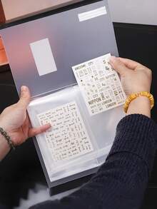 1-częściowy organizer na naklejki do zdobienia paznokci – duża pojemność, matowa, przezroczysta książka z kolorowym kwiatowym wzorem, idealna na naklejki i kalkomanie do paznokci, organizer na kosmetyki | Przezroczysty organizer na ozdoby do rąk