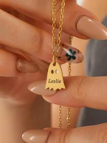 1 Custom Halloween Ghost Necklace With Customizable Text Name And Durable Stainless Steel Material, Suitable As A Necklace Accessory To Give To Friends/Family/Classmates/Elegant And Fashionable Autumn And Winter. Customized Halloween Ghost Necklace - Stainless Steel Cute And Exquisite Jewelry,Clothing, Shoes & Jewelry