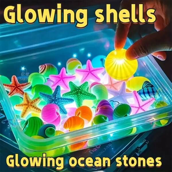 10/20/30/50/100pcs Set Luminous Resin Aquarium Decor, Includes Decorative Pebbles, Starfish, Seashells And Fish Figurines, Suitable For Fish Tanks And Garden Decoration