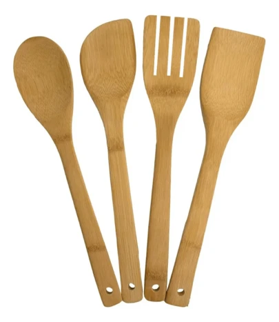 Set 4 Palas De Bambú Utensilios Cocina Multiusos Repostería Cocina