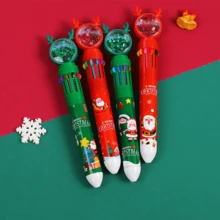 5支裝聖誕亮片10色圓珠筆，卡通學生多色可伸縮筆，適合手帳記錄，聖誕禮物（隨機顏色），開學季 - 彩色 - 查看 4