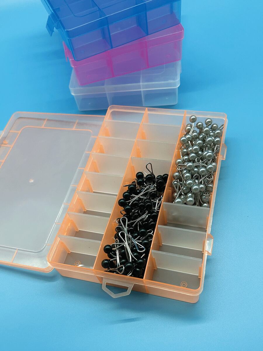 24 Compartment Transparent Plastic Embroidery Thread Storage Box, Detachable Multi-Compartment Box, Embroidery Thread Spool Organizer, DIY Cross Stitch Sewing Tool And Small Item Storage And Display Box, Transparent Easy To Find, White-Blue-Pink-Orange - Multicolor - View 1