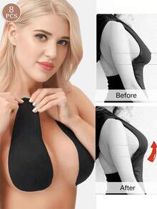 Sutiã adesivo invisível para elevação dos seios 4/2/1 par | Bojo B-E com suporte reforçado | Design sem alças com corte sob medida | 3 cores para um estilo impecável