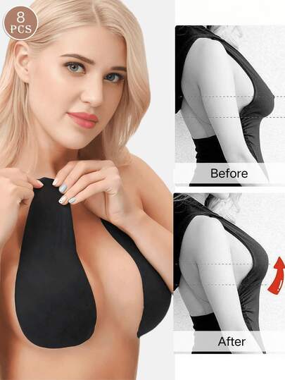 Sutiã adesivo invisível para elevação dos seios 4/2/1 par | Bojo B-E com suporte reforçado | Design sem alças com corte sob medida | 3 cores para um estilo impecável