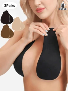 Sutiã adesivo invisível para elevação dos seios 4/2/1 par | Bojo B-E com suporte reforçado | Design sem alças com corte sob medida | 3 cores para um estilo impecável