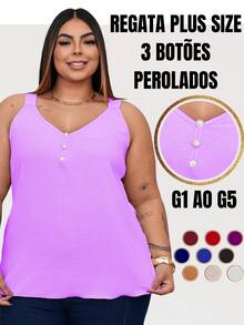 Duna Women's Plus Size Tank Top With Pearl Buttons GG G1 To G3 - 紫丁香 - 查看 1