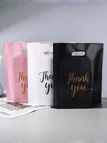 100pcs Black Thank You Gift Bags - Fashionable And Reusable For Jewelry, Apparel, Cosmetics, Portable Packaging, Craft Totes, Party Favors And Daily Use
