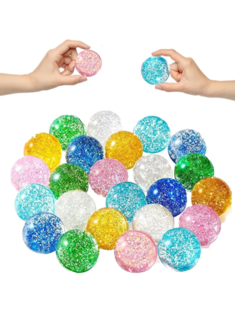 20pcs Glitter Bouncing Balls, Vibrant And Colorful-Perfect For Teen Parties, Prizes, And Goodie Bags. Ideal For Ball Games, Awards, Sewing Party Favors, Easter Bulk Purchases, Mermaid Party Gifts, And Princess Party Favors.
