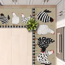 1 Stück Teppich mit Hahn-Muster aus Silikagel für die Küche, waschbarer rechteckiger Teppich für Wohnzimmer, Schlafzimmer, Flur, Badezimmer, Waschküche - Polyester Teppich, geeignet für Innen- und Außenbereich Heimdekoration