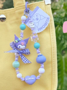 Sanrio Fruit Bead Chain（Purple）, Adorable Kuromi Figure Deseign, Creative Design with PVC Panel & Alloy Button, Perfect for Bag & Phone Decoration, Stylish & Durable Collectible for All Ages, Ideal Gift for Anime & Sanrio Fans - Kuromi - 查看 3