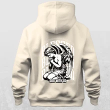 Men's Basic  Sweatshirt With "Blesed" Print Front And Back S To G3 Plus Size – Streetwear Style - Beige - View 2