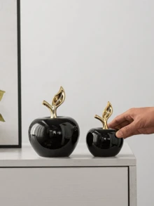 Keramische einfache apfelförmige Tischdekorationen in Weiß, kreativ im Boho-Stil, geeignet als Geschenk für Freunde/Büro-Tischdekor Zuhause, Geburtstagsgeschenke.